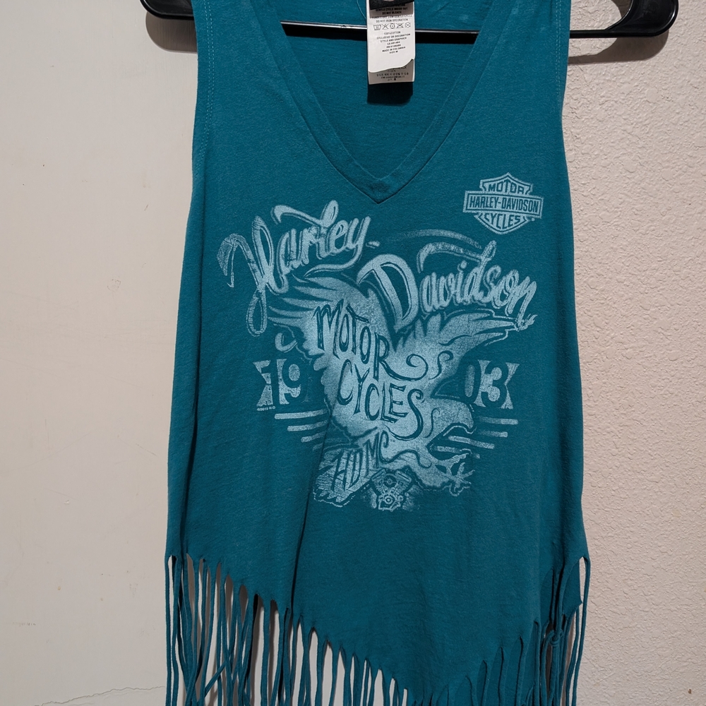 Harley-Davidson Blue Fringe Tank Top